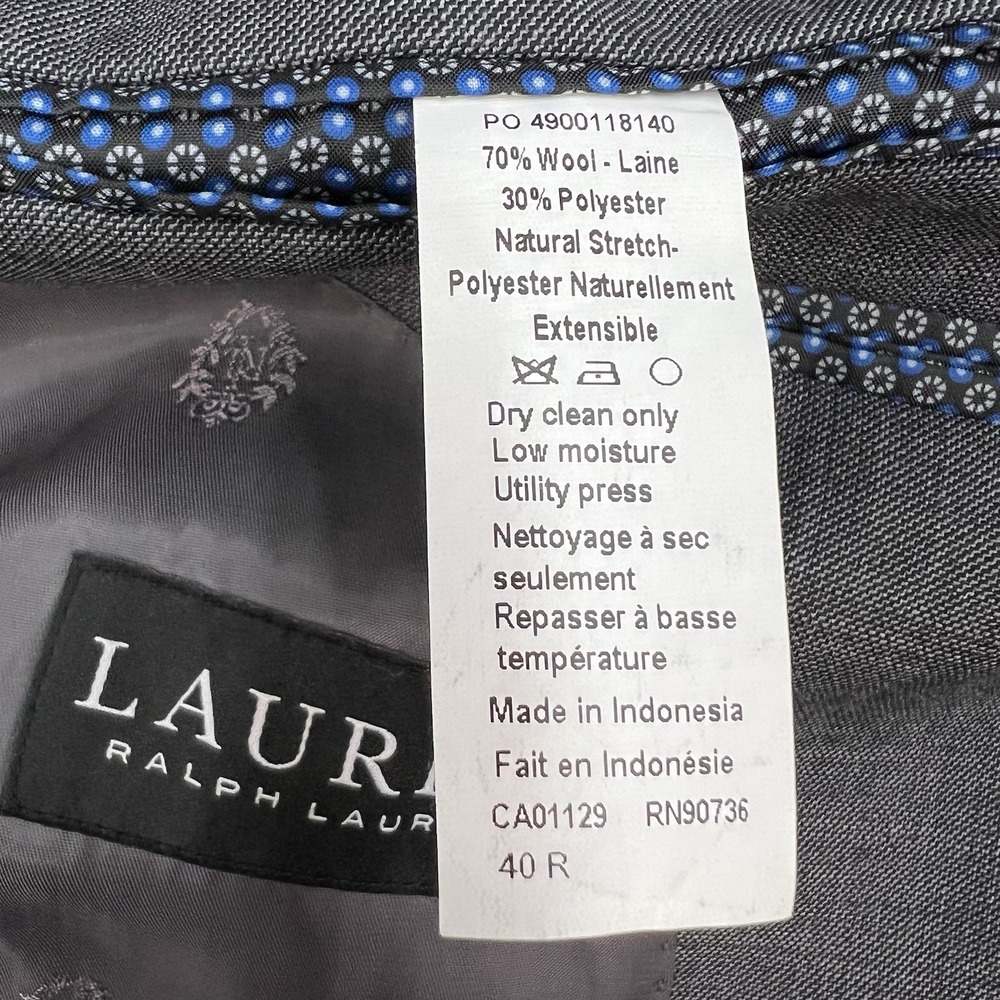 Lauren Ralph Lauren Blazer Jacket Sport Coat Men 40R Wool Blend Stretch Charcoal - Picture 9 of 11